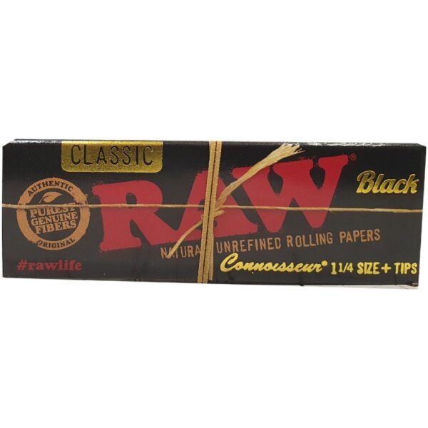 Raw Black Conoisseur 1 1/4 Size + Tips Classic